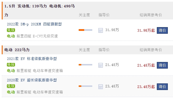 比亞迪漢ev純電動(dòng)2022款最低報(bào)價(jià) 2022款比亞迪漢ev純電動(dòng)售價(jià)21.48萬(wàn)