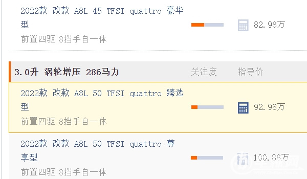奧迪a8多少錢 新車售價(jià)82.98萬元（全款落地92.56萬元）